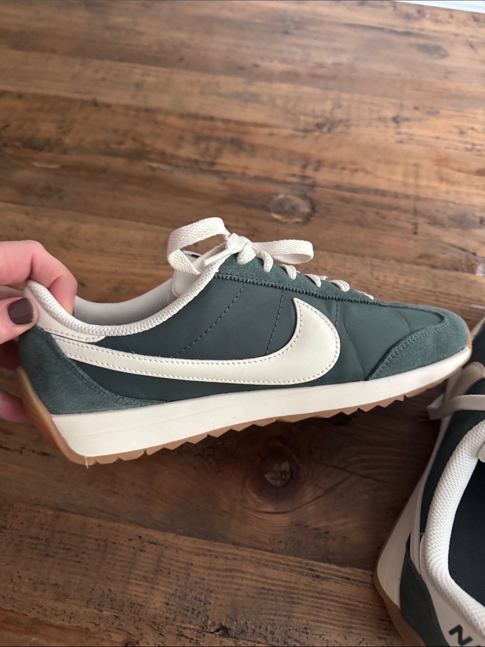 Nike Green and White Women's Retro Runner Sneakers